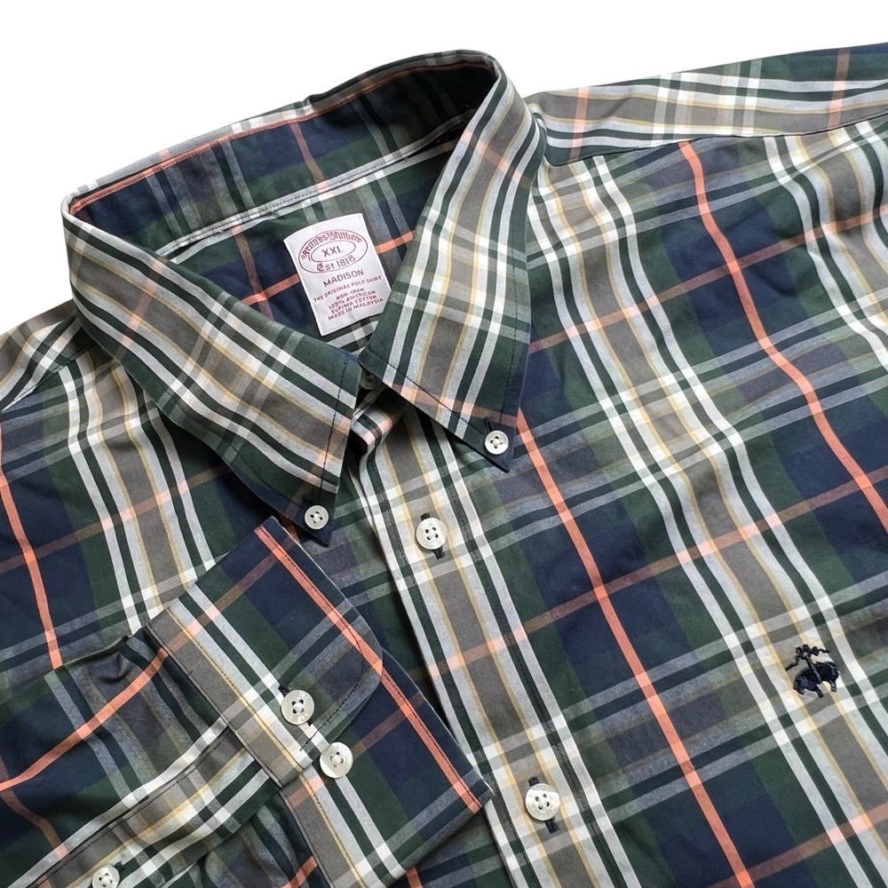 Brooks Brothers Madison Mens XXL‎ Multicolor Plaid Long Sleeve Button Down Shirt